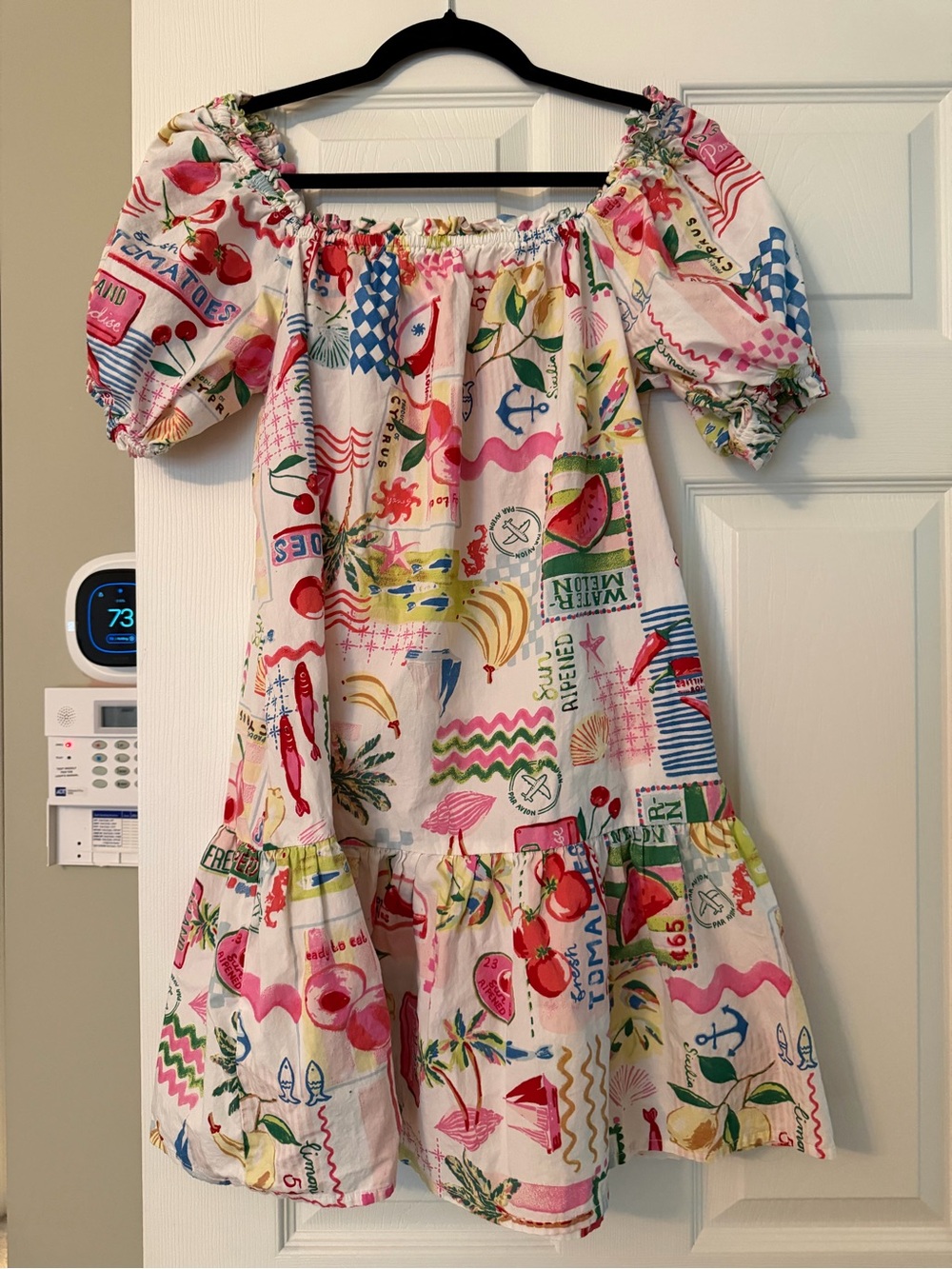 Accessorize Multicolor Graphic Off-Shoulder Girls' Dress